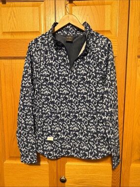 Belyn Key Navy and White Patterned Quarter-Zip Shirt Jacket Golf womens small